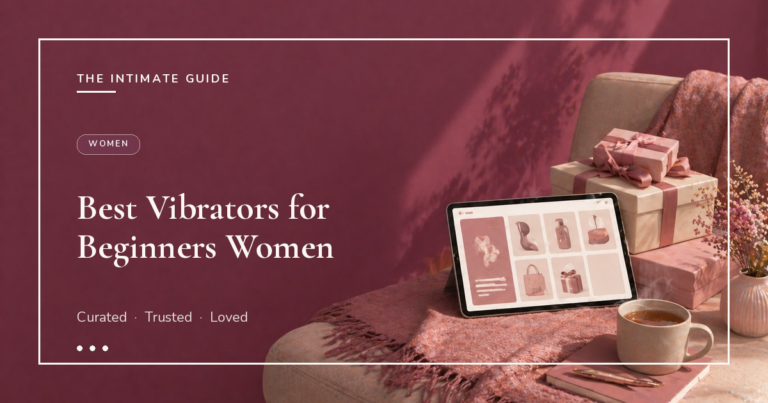 Tablet showing curated wellness products beside wrapped gift boxes and tea — best vibrators for beginner women.